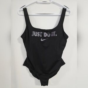Nike Black One-Piece Swimwear Swimsuit Spory Active Logo Removable Pads Size L